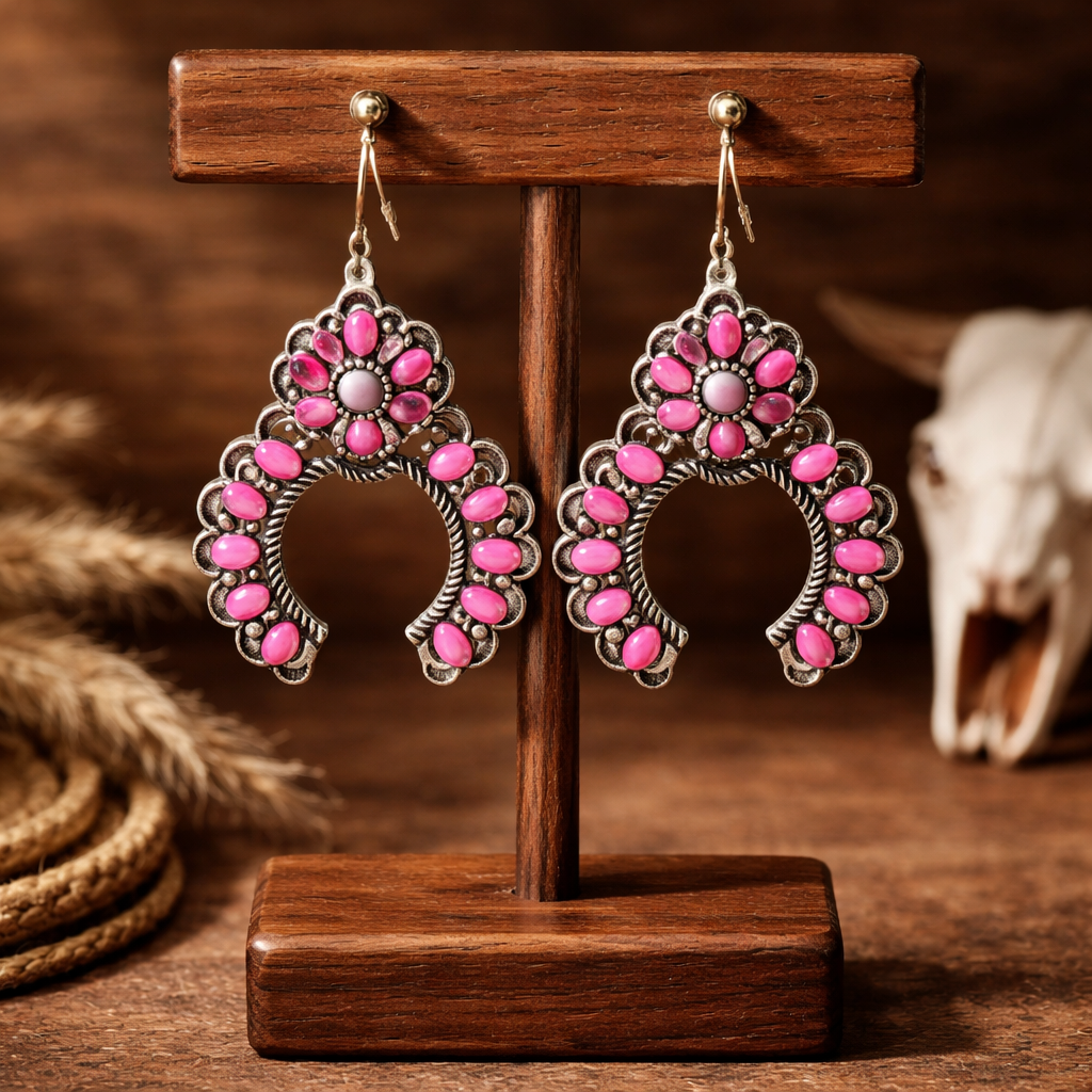 Hot Pink Squash Blossom Earrings