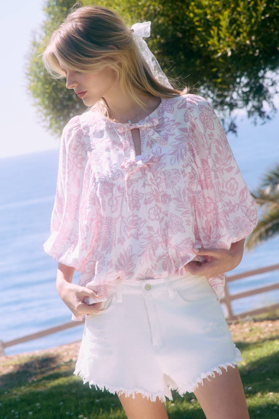 Peony Pink Wave Blouse