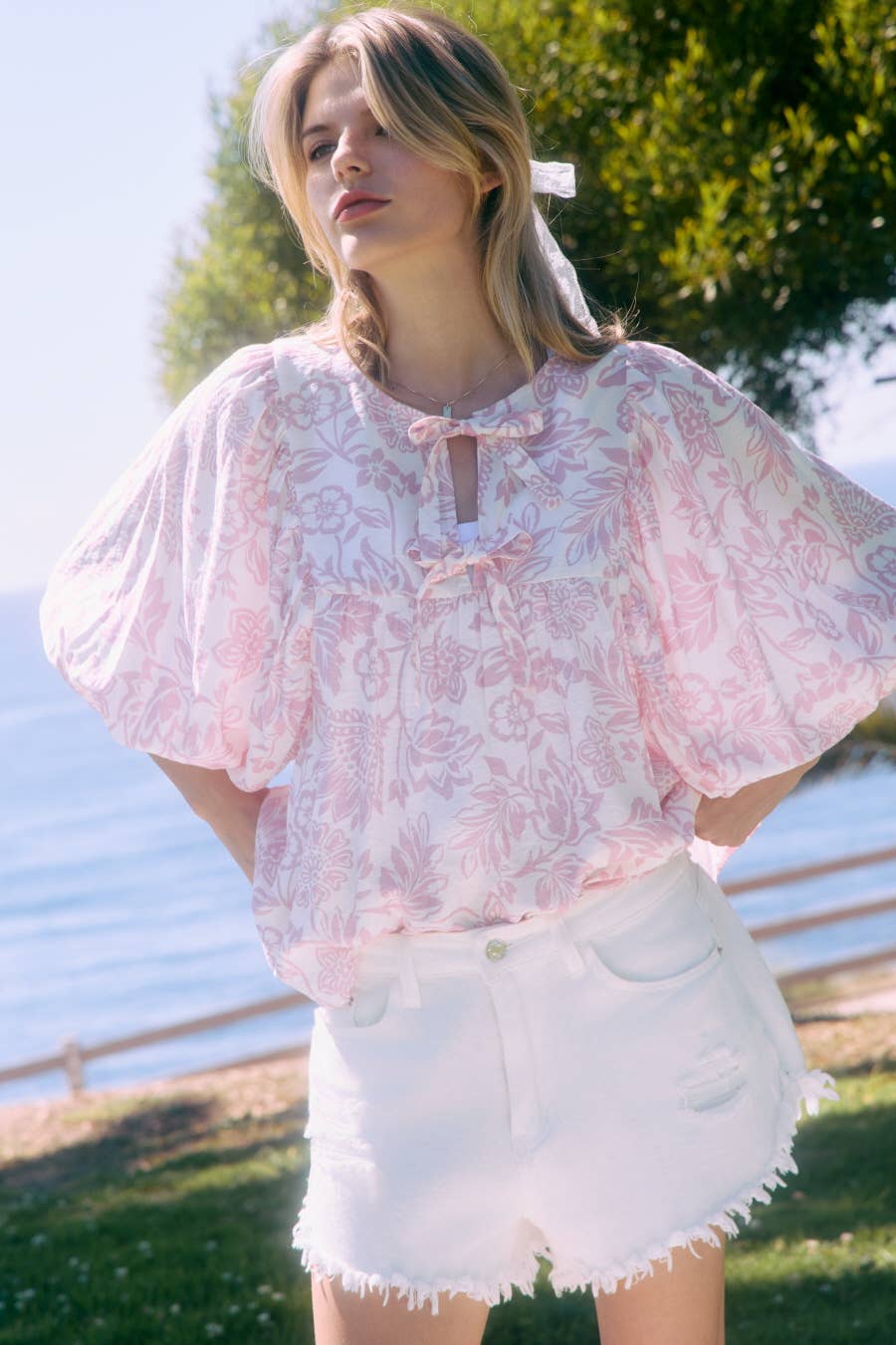 Peony Pink Wave Blouse