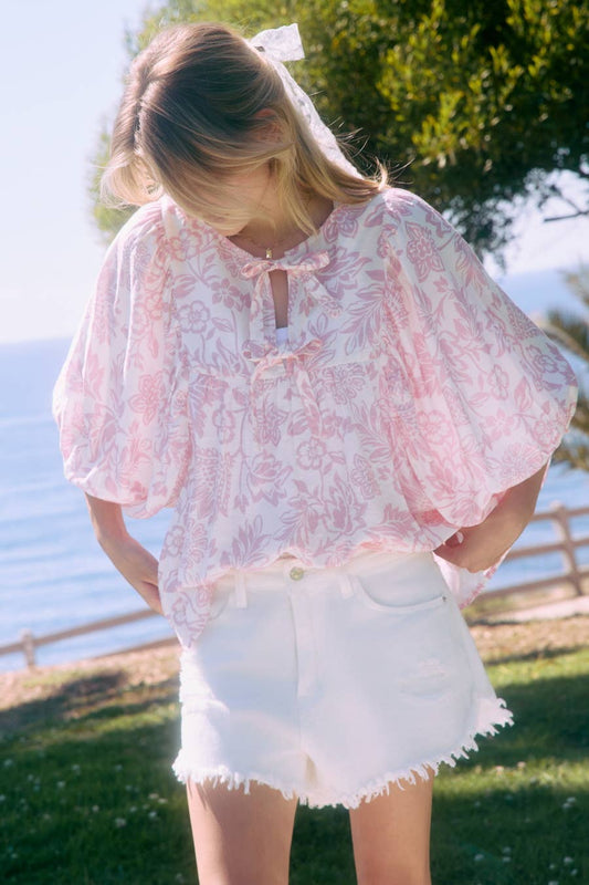 Peony Pink Wave Blouse