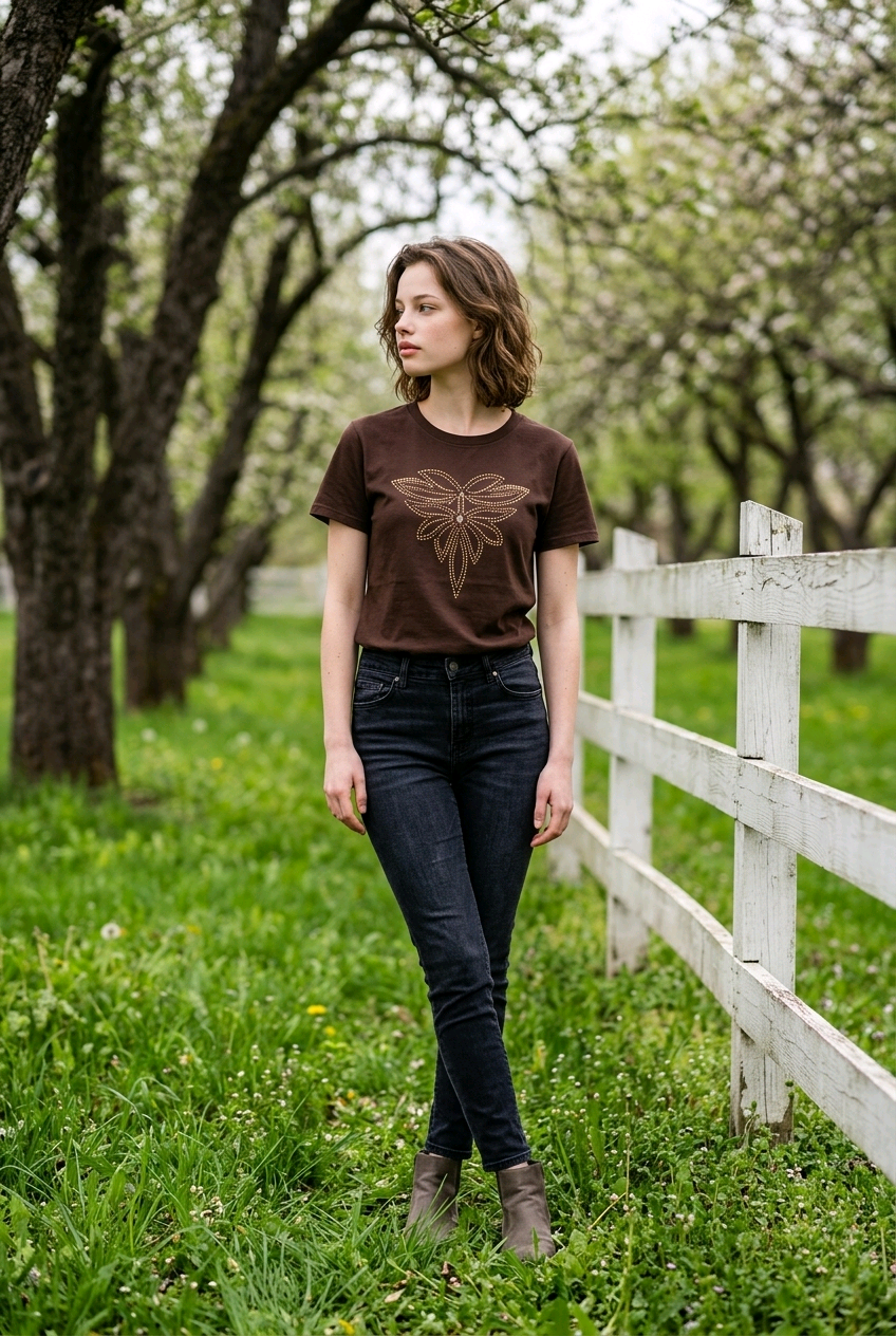 Boot Stitch Rhinestone Tee