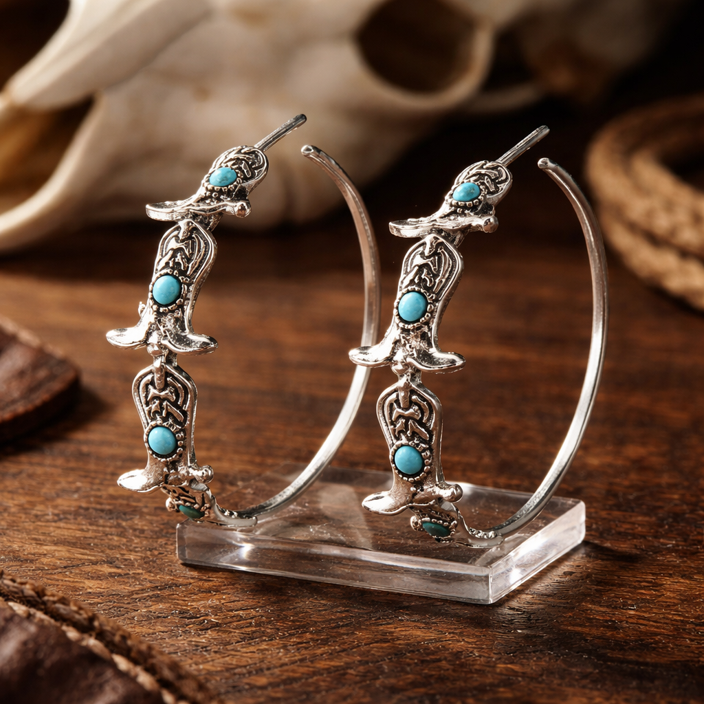 Cowboy Boot Hoop Earrings
