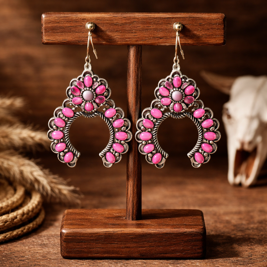 Hot Pink Squash Blossom Earrings