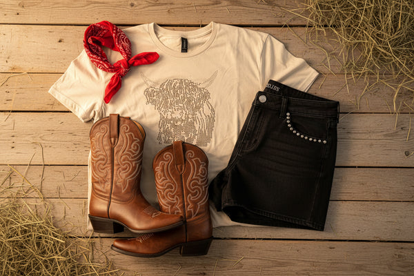 Highland Cow Rhinestone Tee